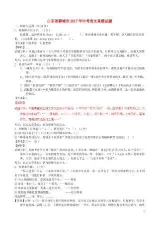 山东省聊城市2017年中考语文真题试题（含解析）.doc
