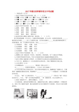湖北省孝感市2017年中考语文真题试题（含答案）.doc