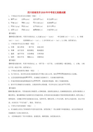 四川省南充市2018年中考语文真题试题（含解析）.doc