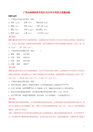 广西北部湾经济开发区2018年中考语文真题试题（含解析）.doc