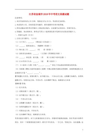 江苏省盐城市2018年中考语文真题试题（含解析）.doc