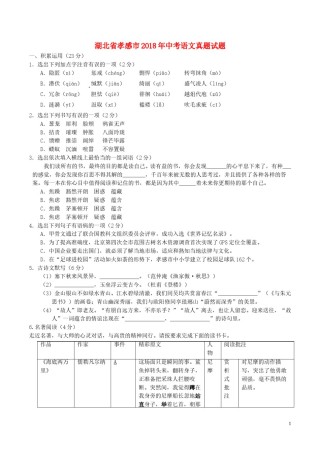 湖北省孝感市2018年中考语文真题试题（含解析）.doc