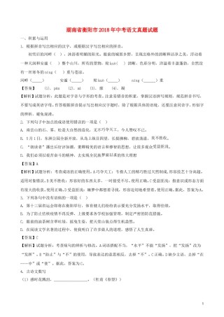 湖南省衡阳市2018年中考语文真题试题（含解析）.doc