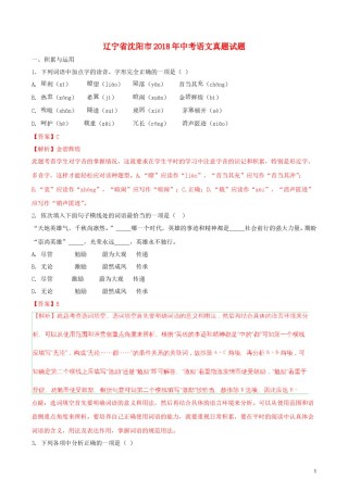 辽宁省沈阳市2018年中考语文真题试题（含解析）.doc