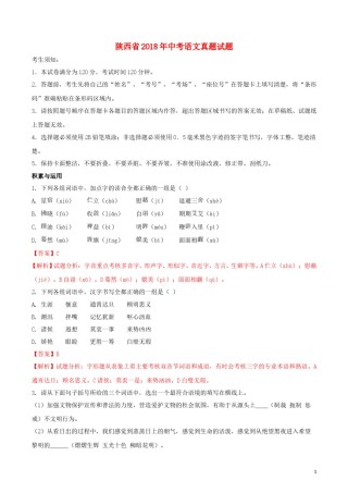 陕西省2018年中考语文真题试题（含解析）.doc