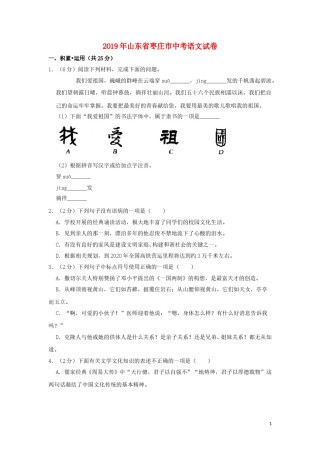 山东省枣庄市2019年中考语文真题试题（含解析）.doc