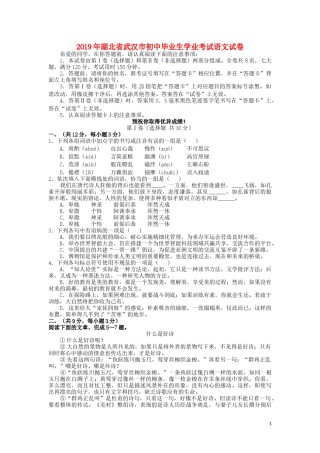 湖北省武汉市2019年中考语文真题试题.docx
