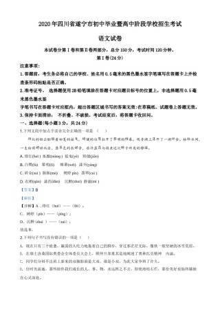精品解析：四川省遂宁市2020年中考语文试题（解析版）.doc