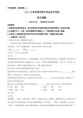 精品解析：山东省东营市2020年中考语文试题（解析版）.doc