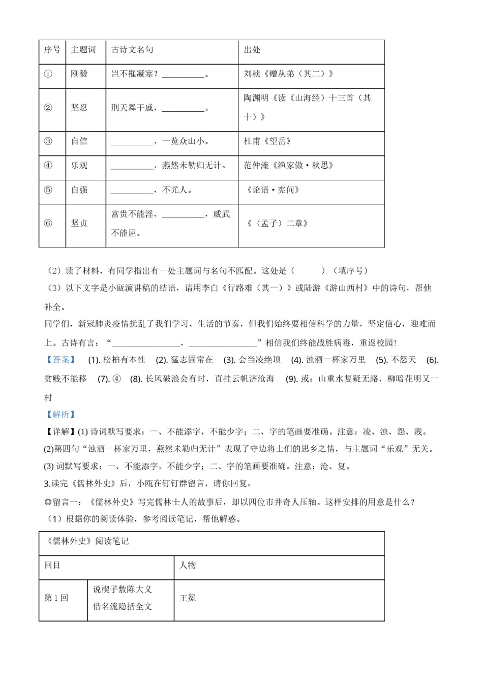 精品解析：浙江省温州市2020年中考语文试题（解析版）.doc_第2页