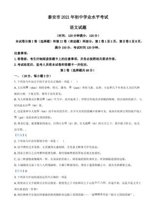 2021年山东省泰安市中考语文真题.doc