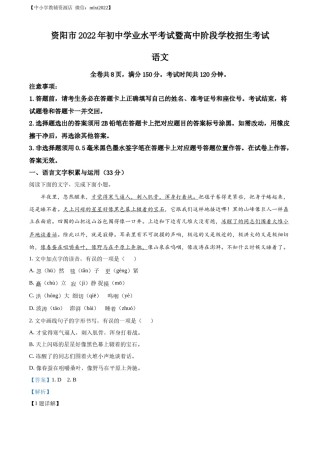 精品解析：2022年四川省资阳市中考语文试题（解析版）.docx