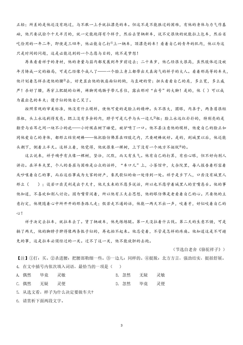 2020年安徽中考语文试题及参考答案.doc_第3页