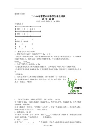 2010年山东省东营市中考语文试题(含答案).doc