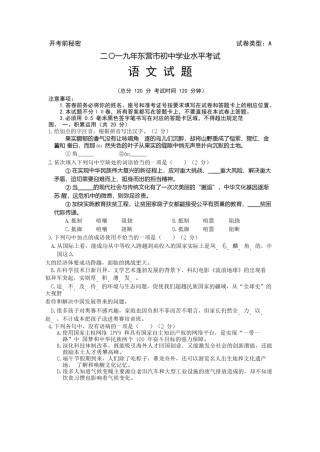 2019年山东省东营市中考语文试题(含答案).doc