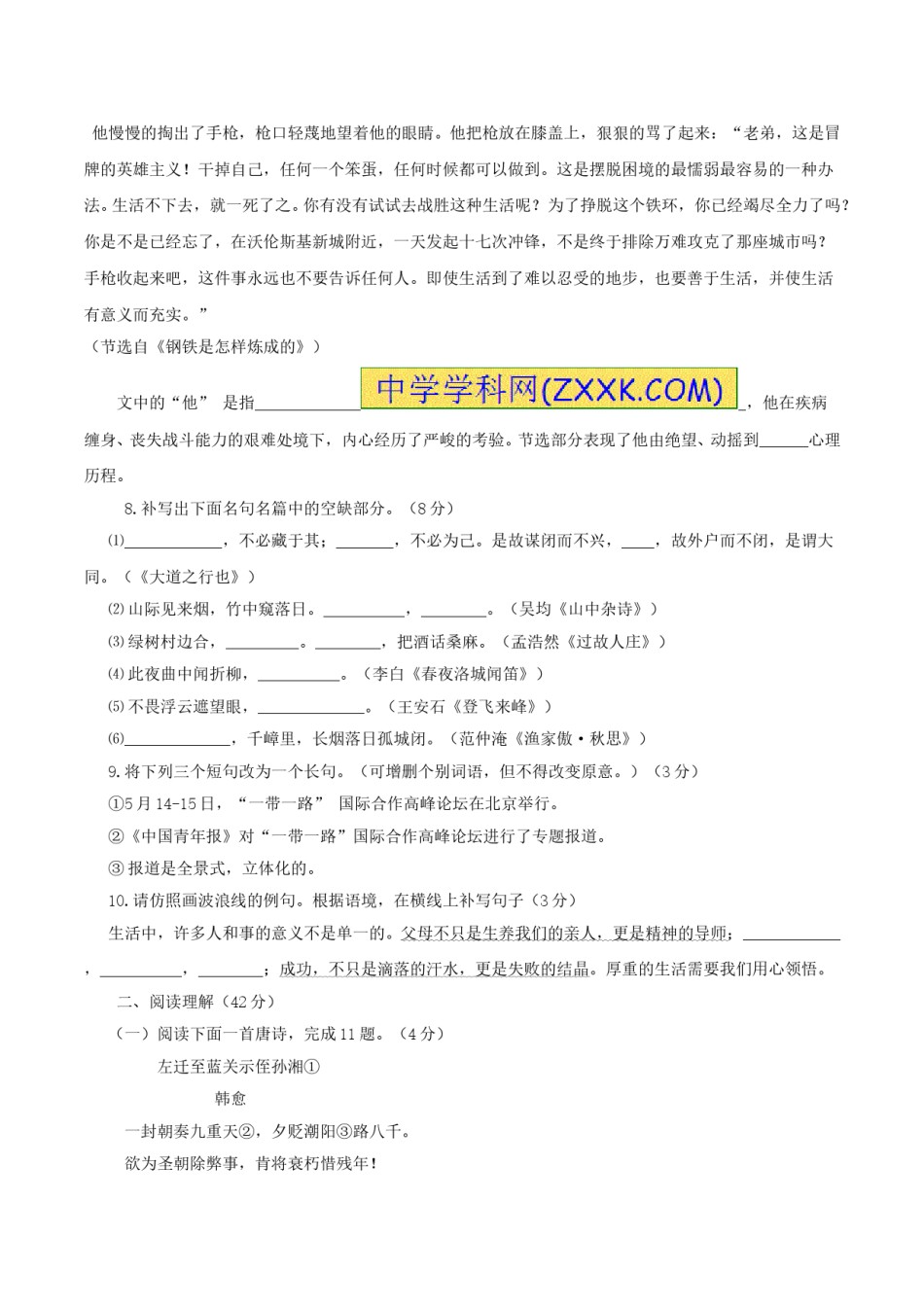 2017年山东省临沂市语文中考试题 答案.doc_第3页
