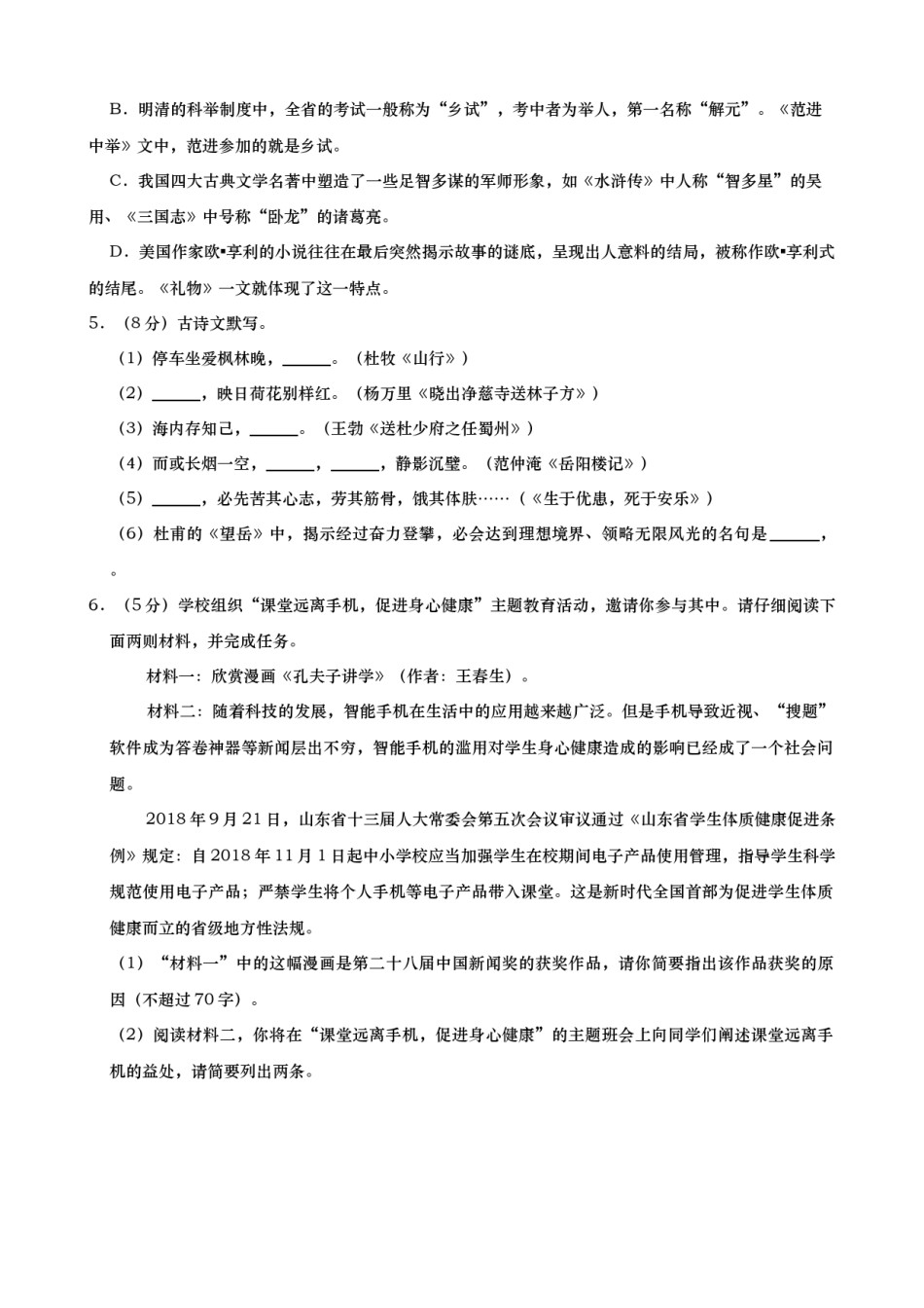 2019年山东省枣庄市中考语文试卷（Word版，含解析）.doc_第2页