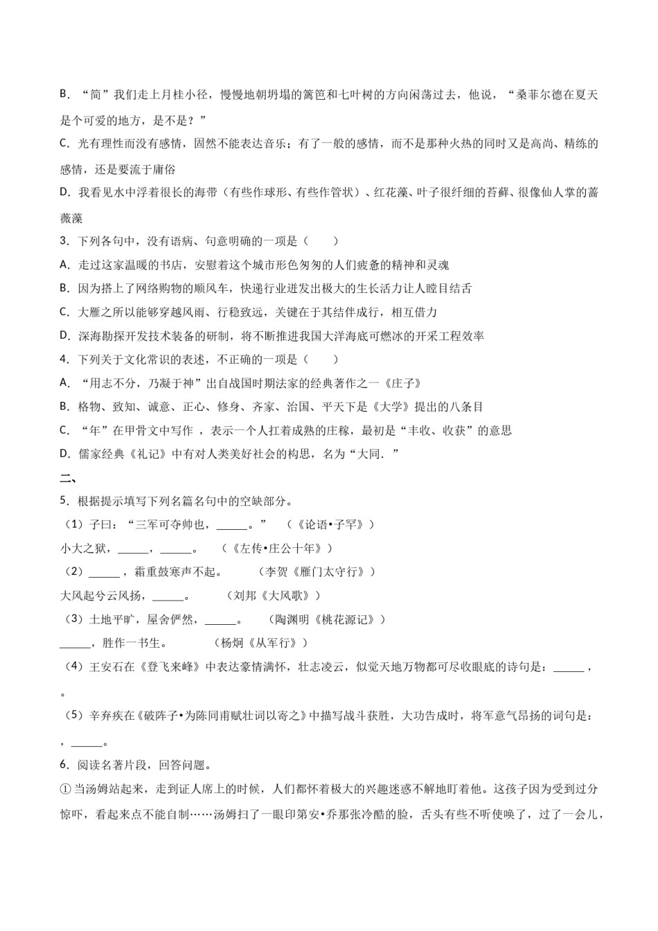 2017年山东省潍坊市中考语文试题及答案.doc_第2页