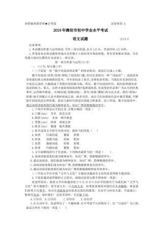2019年山东省潍坊市中考语文试题及答案.docx