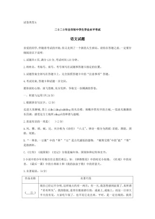 2020年中考语文试题（word版，含答案）.docx