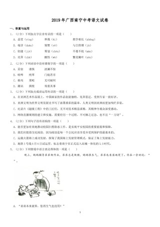 2019年广西南宁市中考语文试卷及解析.doc