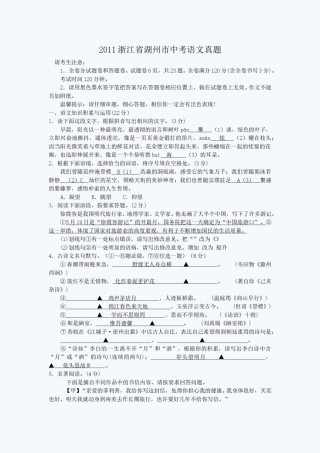 2011浙江省湖州市中考语文真题.doc