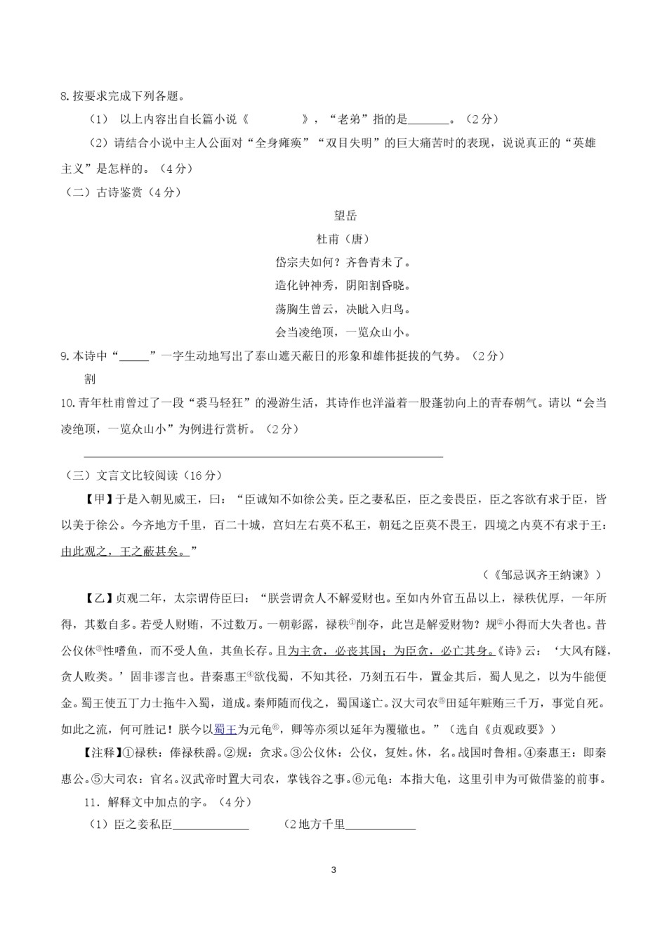 2018年湖南省郴州市中考语文真题及答案.doc_第3页