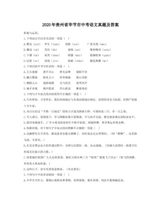2020年贵州省毕节市中考语文真题（原卷）.doc