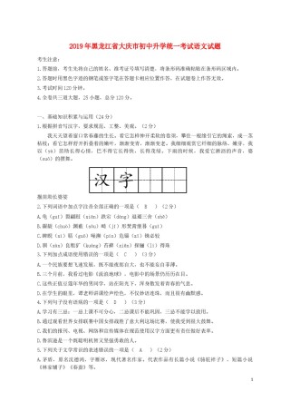 黑龙江省大庆市2019年中考语文真题试题.docx