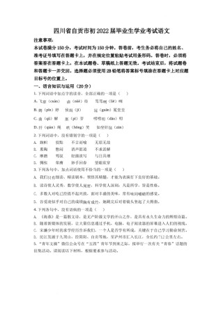 精品解析：2022年四川省自贡市中考语文真题（原卷版）.docx