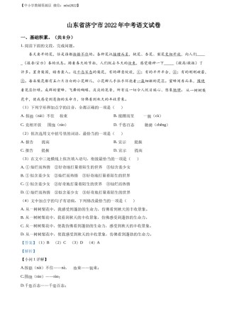 精品解析：2022年山东省济宁市中考语文真题（解析版）.docx