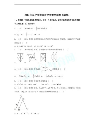 2014年辽宁省盘锦市中考数学试卷（副卷）（含解析版）.doc