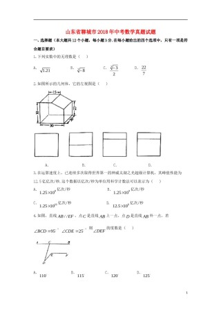 山东省聊城市2018年中考数学真题试题（含扫描答案）.doc