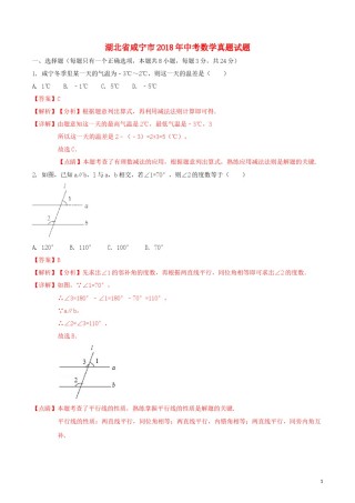 湖北省咸宁市2018年中考数学真题试题（含解析）.doc