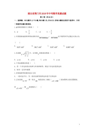 湖北省荆门市2018年中考数学真题试题（含答案）.doc