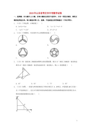 山东省枣庄市2019年中考数学真题试题（含解析）.doc