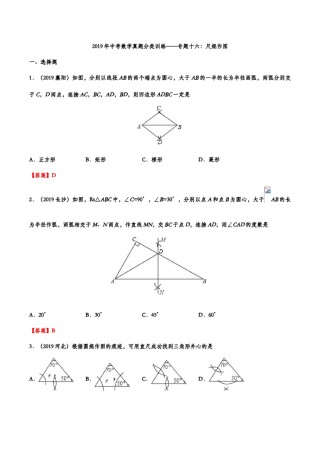 2019年中考数学真题分类训练——专题十六：尺规作图.doc
