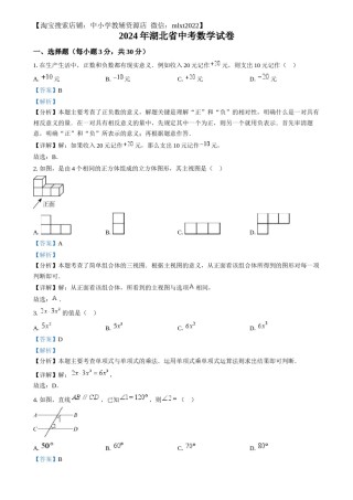 精品解析：2024年湖北省中考数学试题 （解析版）.docx