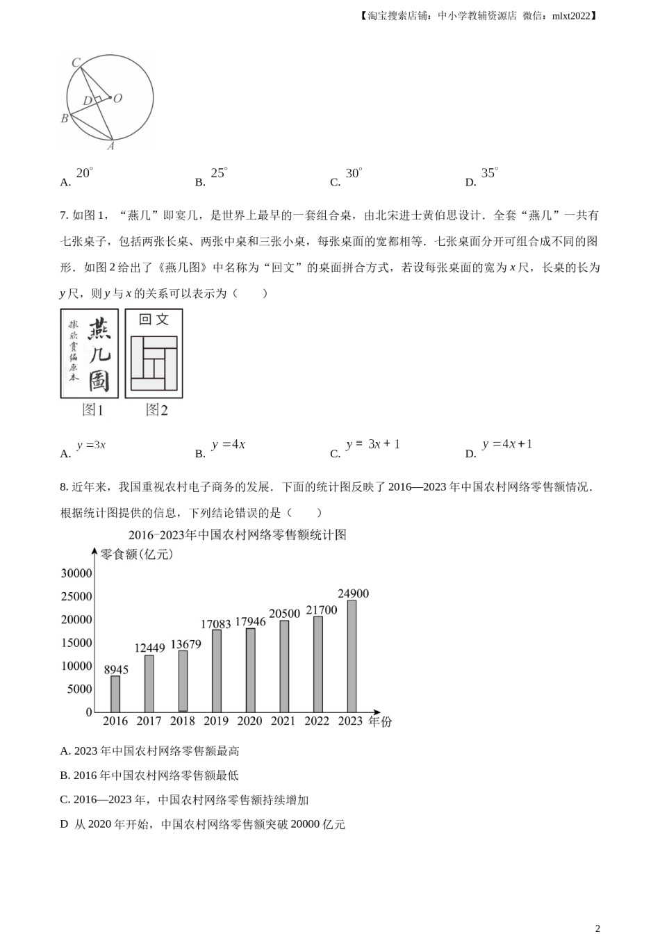 精品解析：2024年甘肃省武威市中考数学试题（原卷版）.docx_第2页