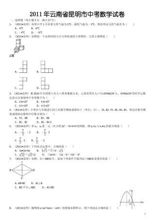 2011年云南省昆明市中考数学试题及答案.doc