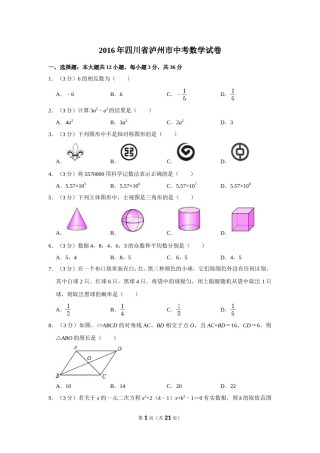 2016年四川省泸州市中考数学试卷.doc
