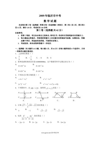 2009年山东省临沂市中考数学试题及答案.doc