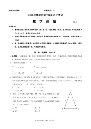 2011年山东省潍坊市中考数学试题及答案.doc