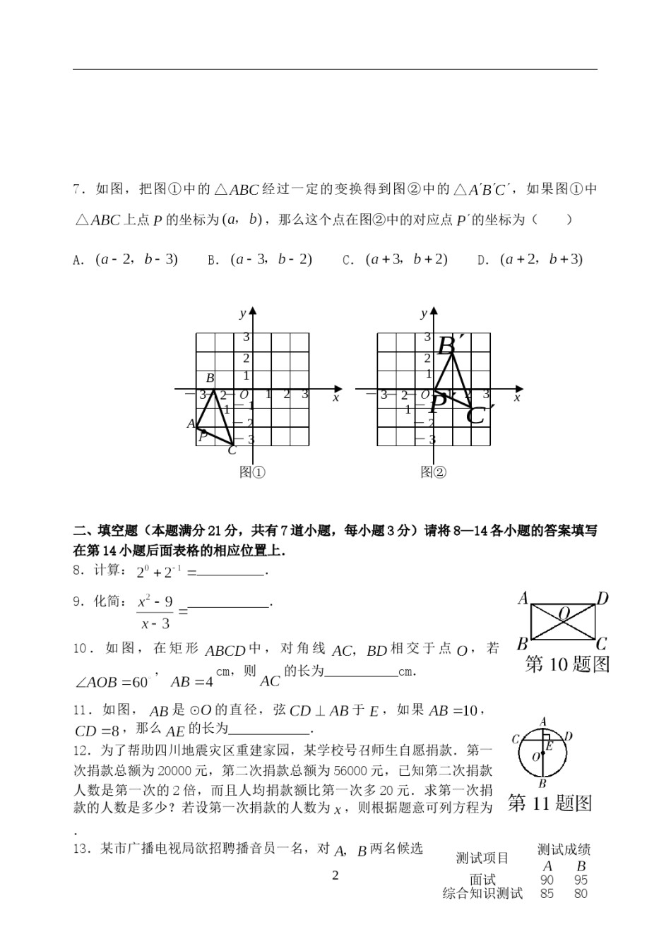 2008年青岛市中考数学试题及答案.doc_第2页