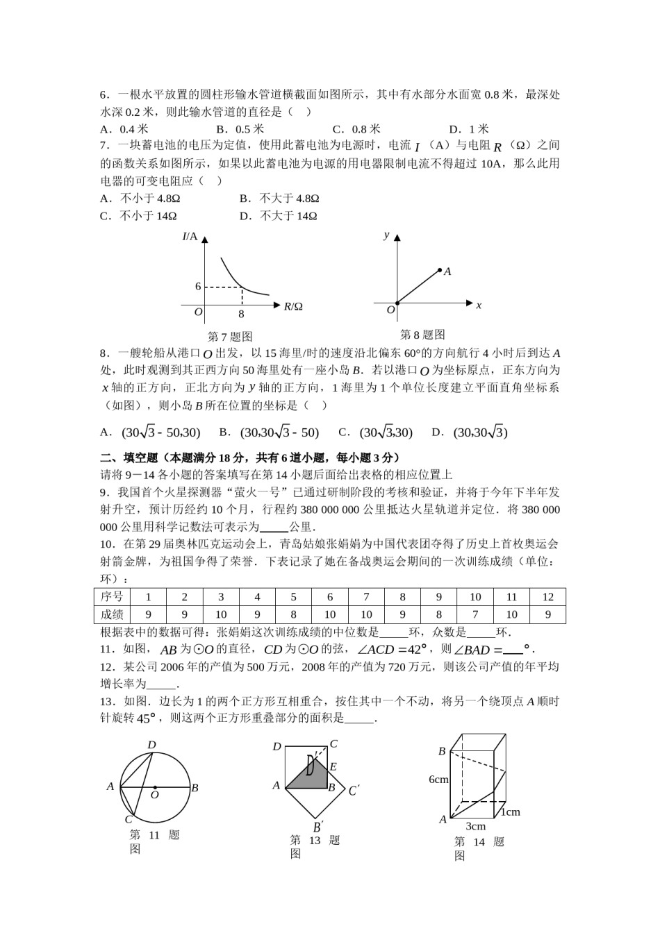 2009年青岛市中考数学试题及答案.doc_第2页
