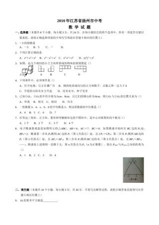 2010年江苏扬州市中考数学试卷及答案.doc