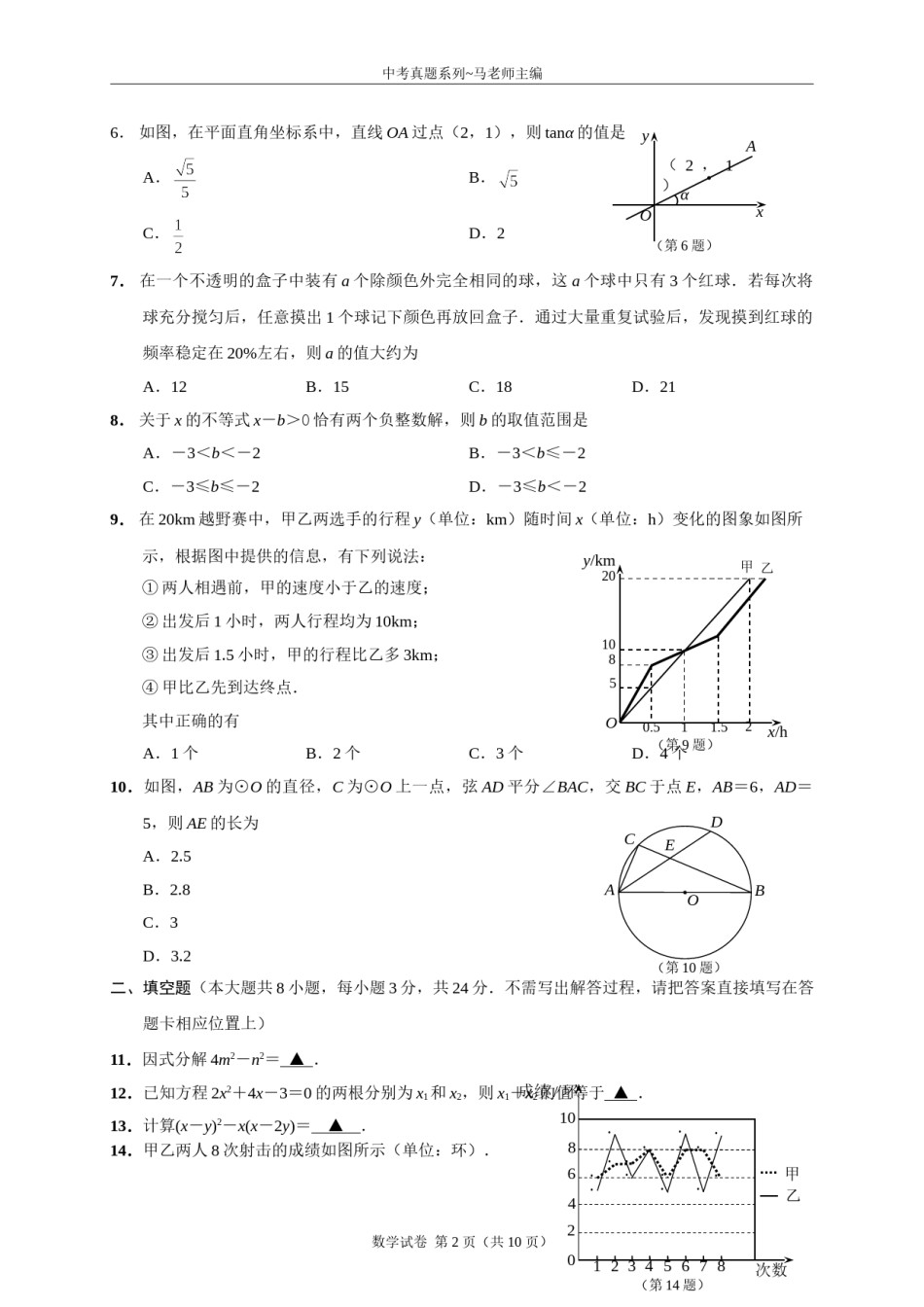 2015年江苏省南通市中考数学试题及答案.doc_第2页