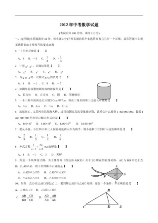 2012年海南中考数学试题及答案.doc