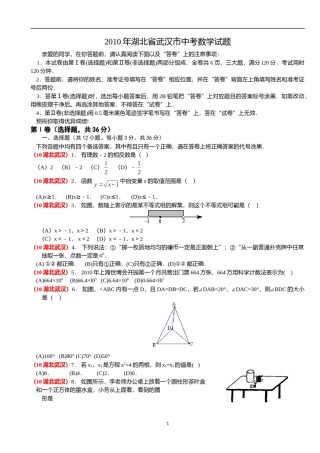2010年武汉市中考数学试题及答案.doc
