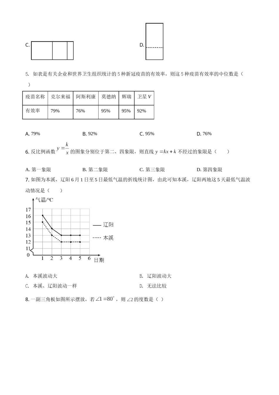 辽宁省本溪，辽阳，葫芦岛2021年中考数学真题（原卷版）.doc_第2页